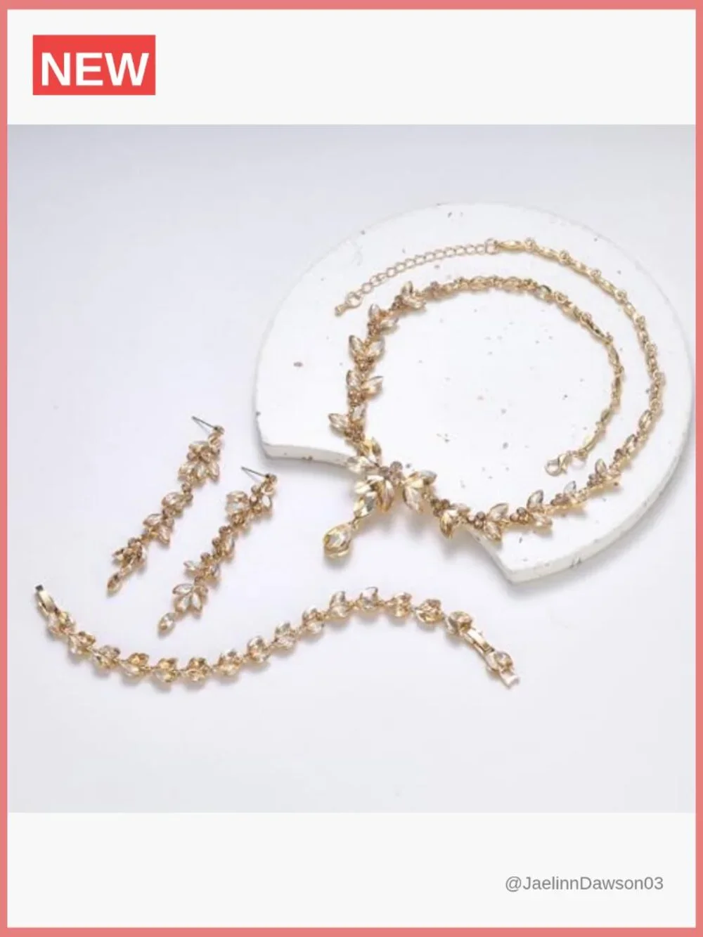 Austrian Crystal Bridal Jewelry Set - Necklace Earrings Bracelet